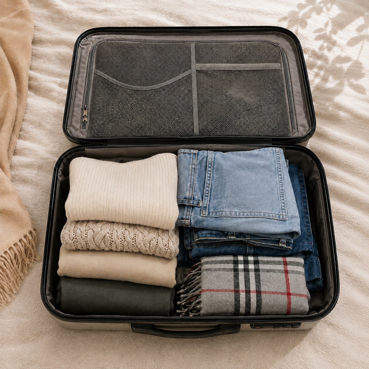 Suitcase packed without compression